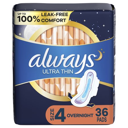 Always Ultra Thin Overnight Pads with Wings, PK216, 216PK 25560